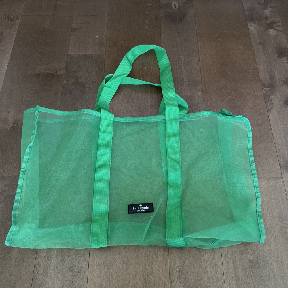 Kate Spade Green Mesh Tote Bag Travel Shopping Shoulder Bag Used